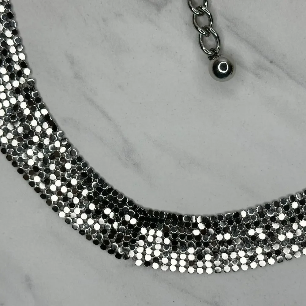 Metal Mesh Silver Tone Chain Belt Large L XL ✨